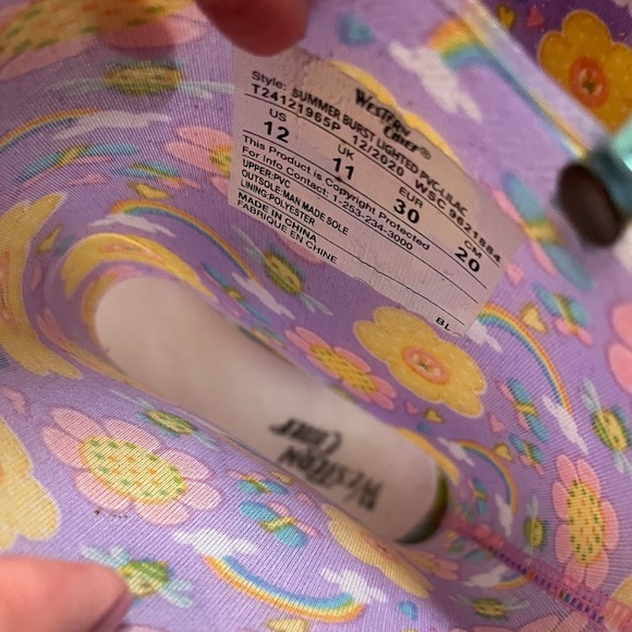 Western chief girls floral rainbow rain boots light up size 12 - Picture 8 of 9